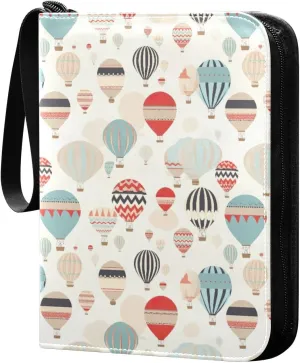 Colorful Balloon(4) Striped Watermelon Card Binder with 50 Removable Page Sleeves PU Leather Collectible Trading Card Albums Book with Zipper for Games Card,Baseball Cards