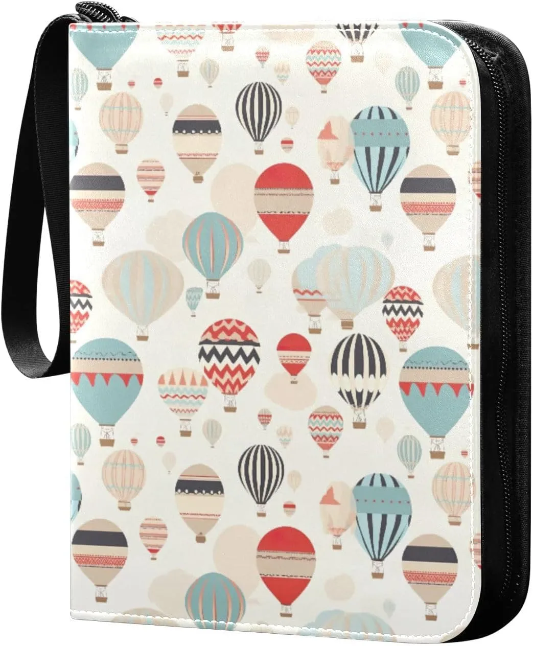 Colorful Balloon(4) Striped Watermelon Card Binder with 50 Removable Page Sleeves PU Leather Collectible Trading Card Albums Book with Zipper for Games Card,Baseball Cards