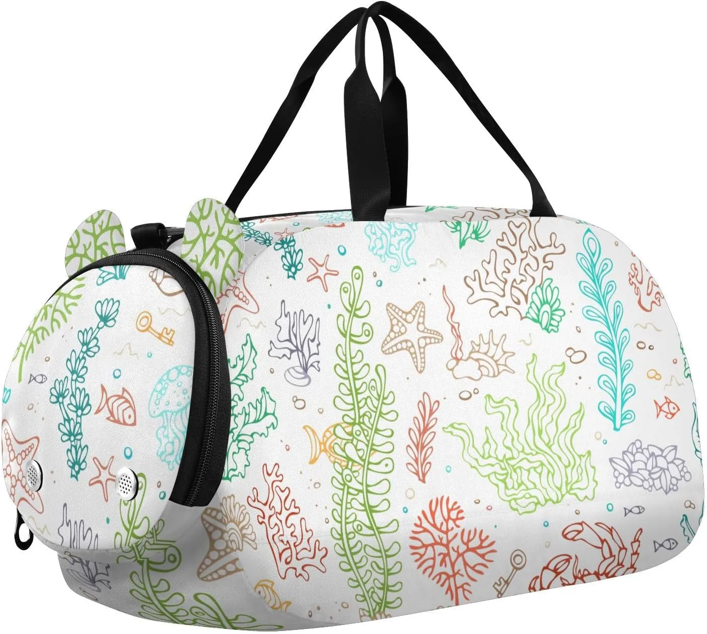 Colourful Shell Algae Fish Starfish Duffel Bags for Boys Small Gym Bags for Teens Dance Bag for Girls