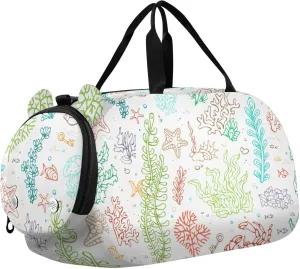 Colourful Shell Algae Fish Starfish Duffel Bags for Boys Small Gym Bags for Teens Dance Bag for Girls