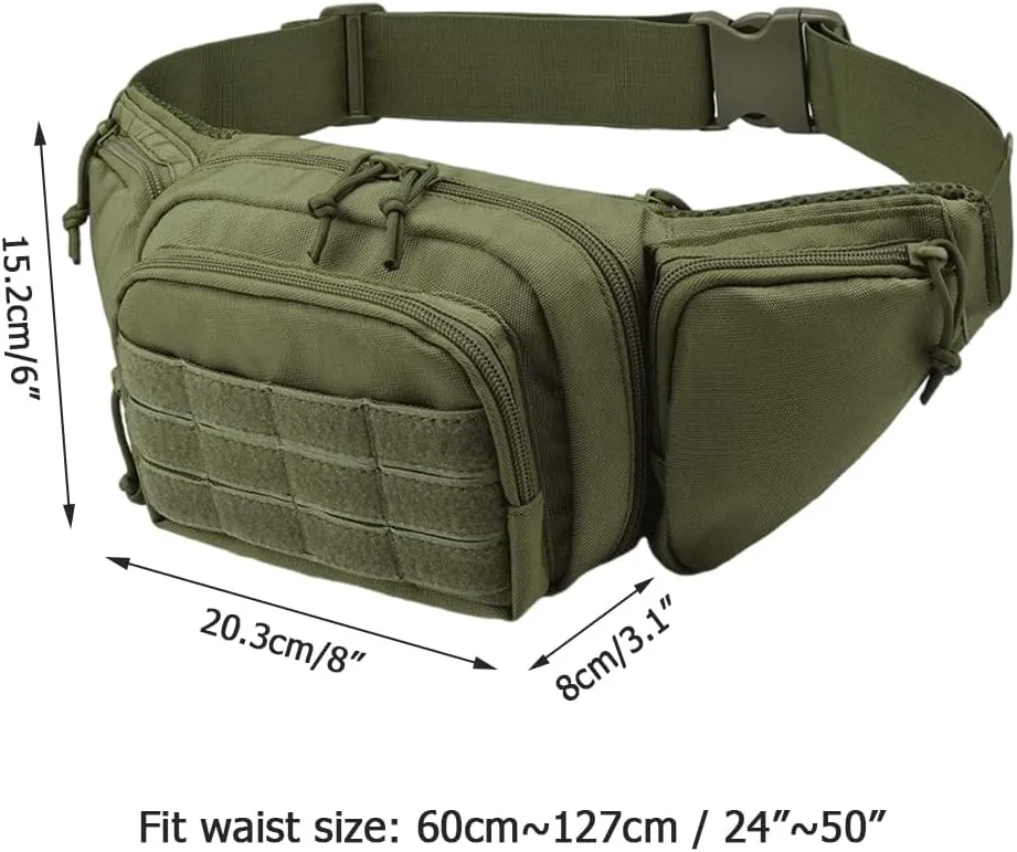 Concealed Carry Waist Pack, Breathable Crossbody Bag with Multi-Pocket Design for Running Cycling Traveling Hiking Hunting