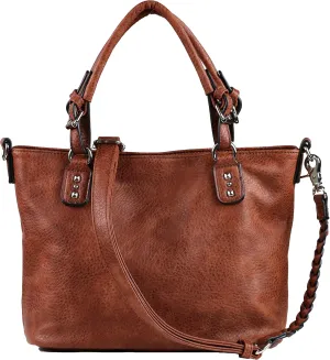 Concealed Ella Carry Purse for Women – Locking Zippers, Braided Strap, Holster Included, Faux Leather Tote