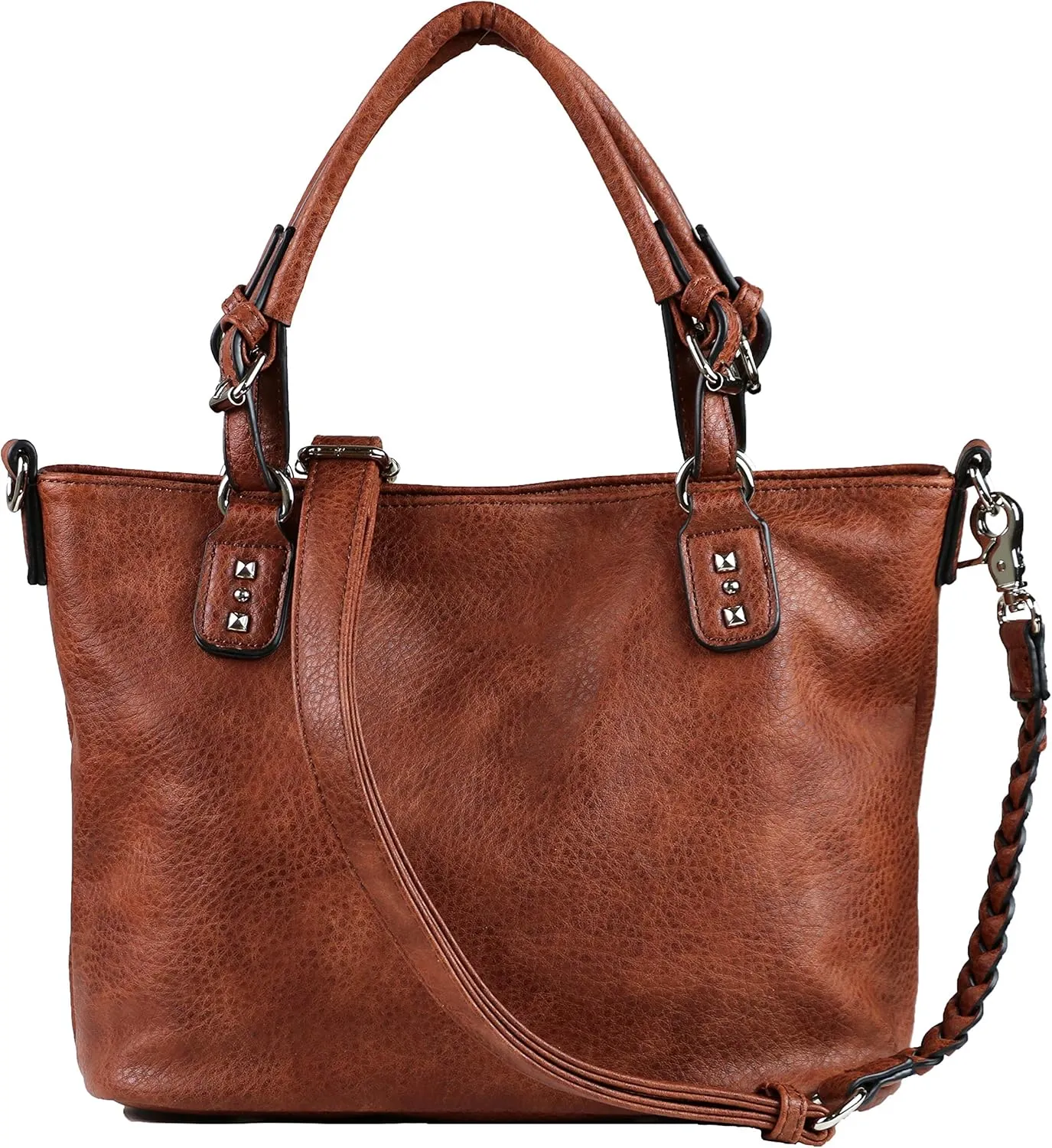 Concealed Ella Carry Purse for Women – Locking Zippers, Braided Strap, Holster Included, Faux Leather Tote