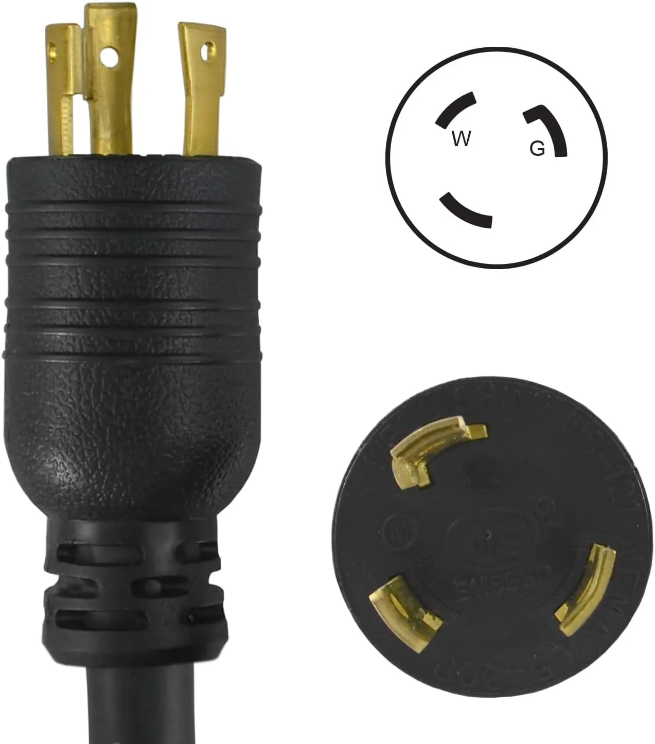 Conntek 20570: 30 Amp L5-30 Locking Style Generator Extension Cord Black 10-Feet