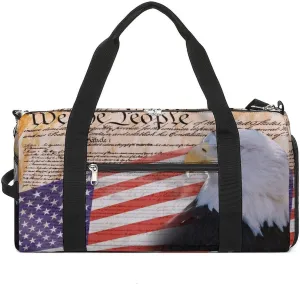 Constitution Eagle And US Flag Gym Bag-Workout Organizer with Water Resistant Compartments for Gym Lovers, style-37-6
