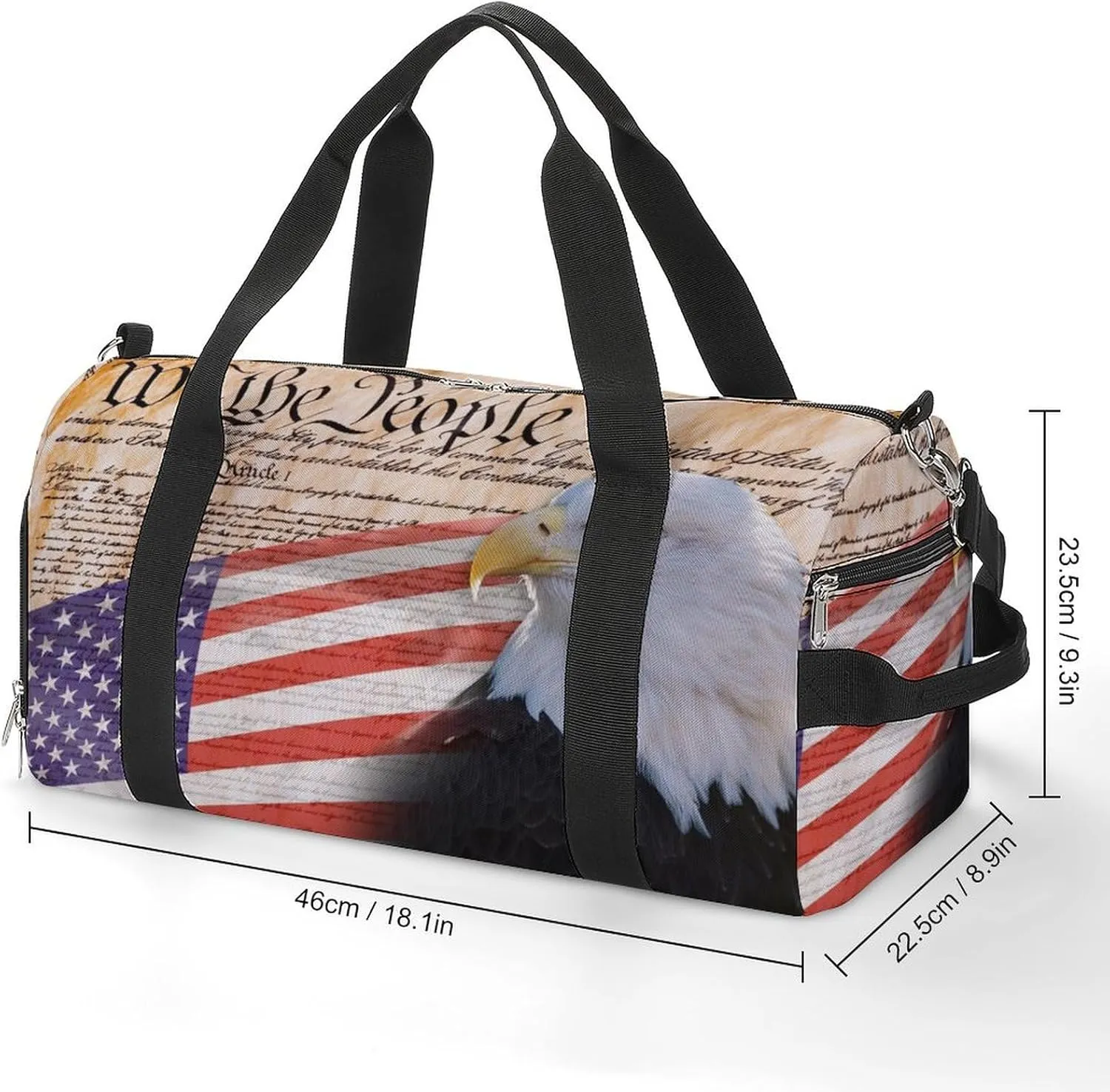 Constitution Eagle And US Flag Gym Bag-Workout Organizer with Water Resistant Compartments for Gym Lovers, style-37-6