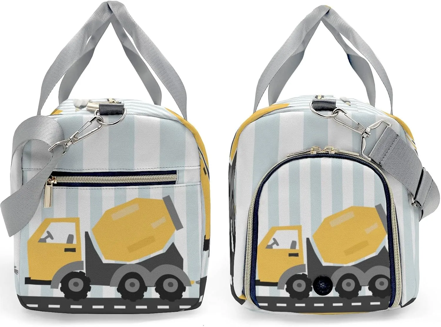 Construction Machinery Dots 2 Personalized Duffel Bag,Custom Travel Gym Bag with Name,Waterproof Sports Overnight Bag with Shoe Compartment & Shoulder Strap