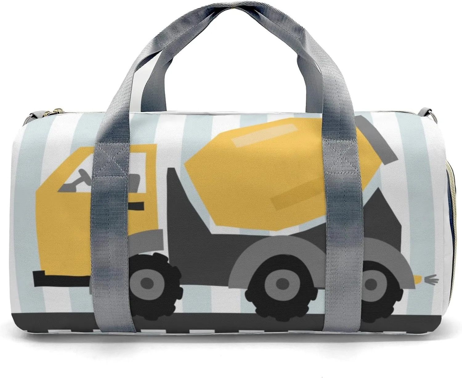 Construction Machinery Dots 2 Personalized Duffel Bag,Custom Travel Gym Bag with Name,Waterproof Sports Overnight Bag with Shoe Compartment & Shoulder Strap