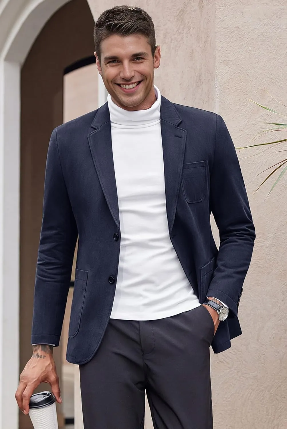 COOFANDY Men's Casual Blazer Regular Fit Cotton Sport Coat Machine Washable Suit Jacket