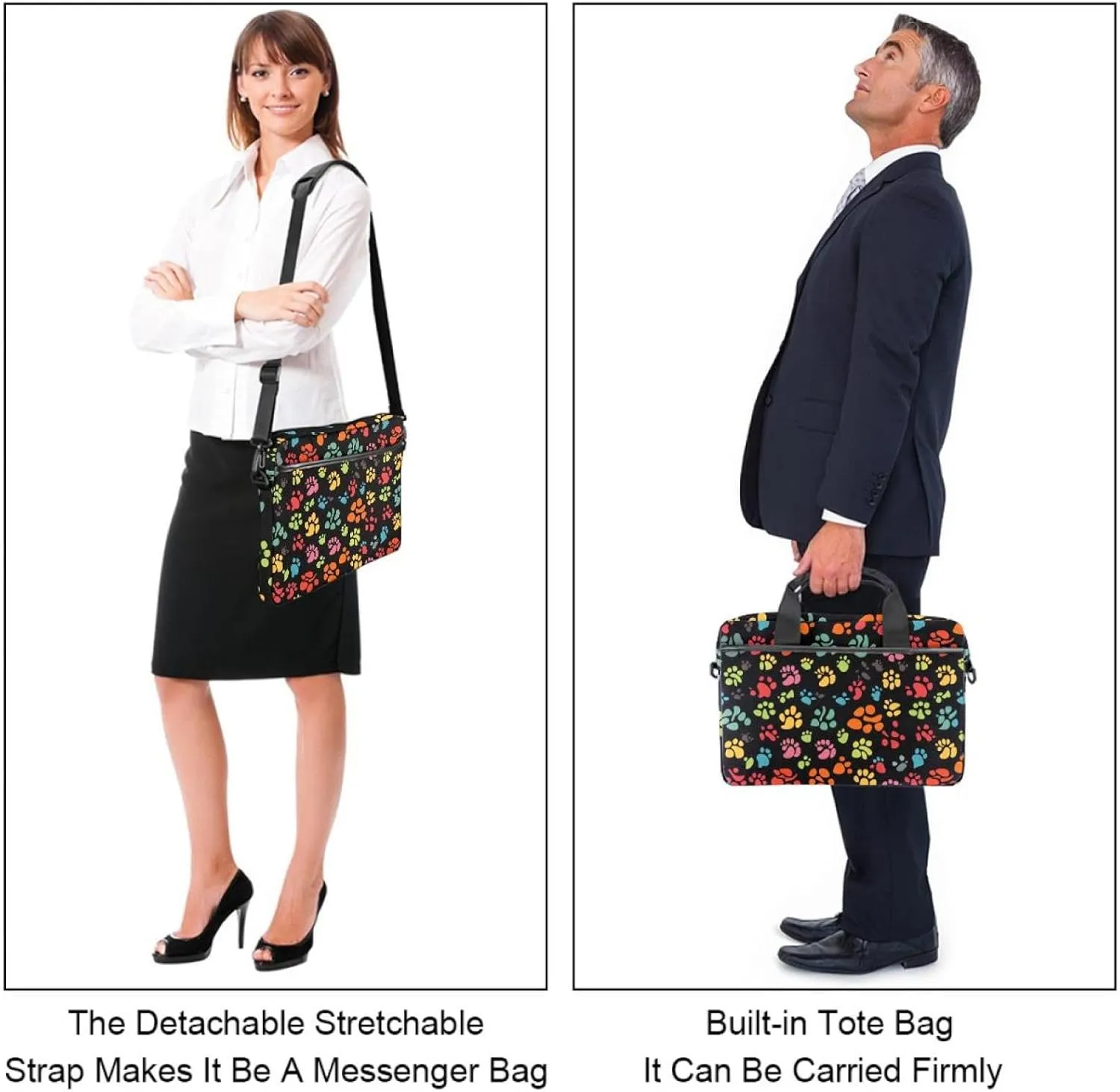 Cool Cats with Blue and Green Eyes Laptop Bag Case Computer Sleeve Shoulder Messenger Bag for Work School