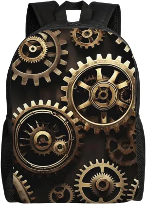 Cool Steampunk Gears Travel Laptop Backpack Waterproof Lightweight Cute Backpack For Women Men Casual Daypack