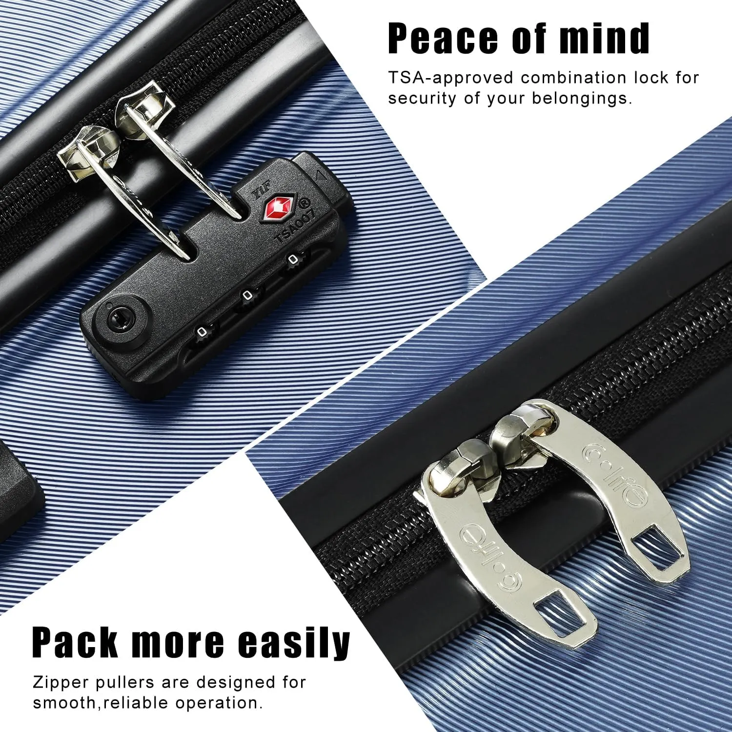 Coolife Luggage Suitcase Carry-on Spinner TSA Lock USB Port Expandable (only 28’’) Lightweight Hardside Luggage (Gray, S(20in_carry on))