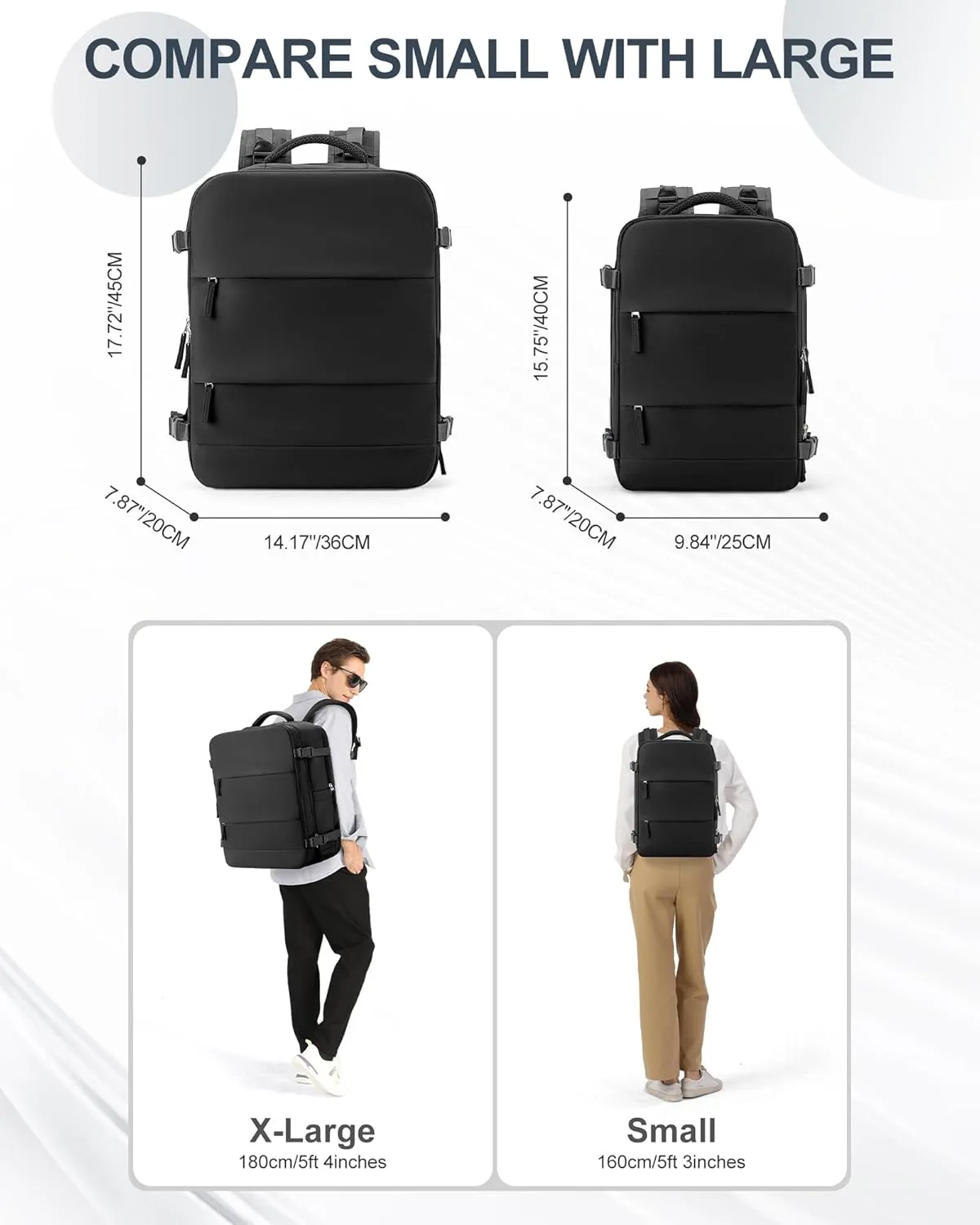 coowoz Travel Backpack Carry On for Women Man Black Gym Backpack with Laptop Compartment Mochila de Viaje Teacher Personal Item Backpack Rucksack Airplane Accessories Must Haves Small