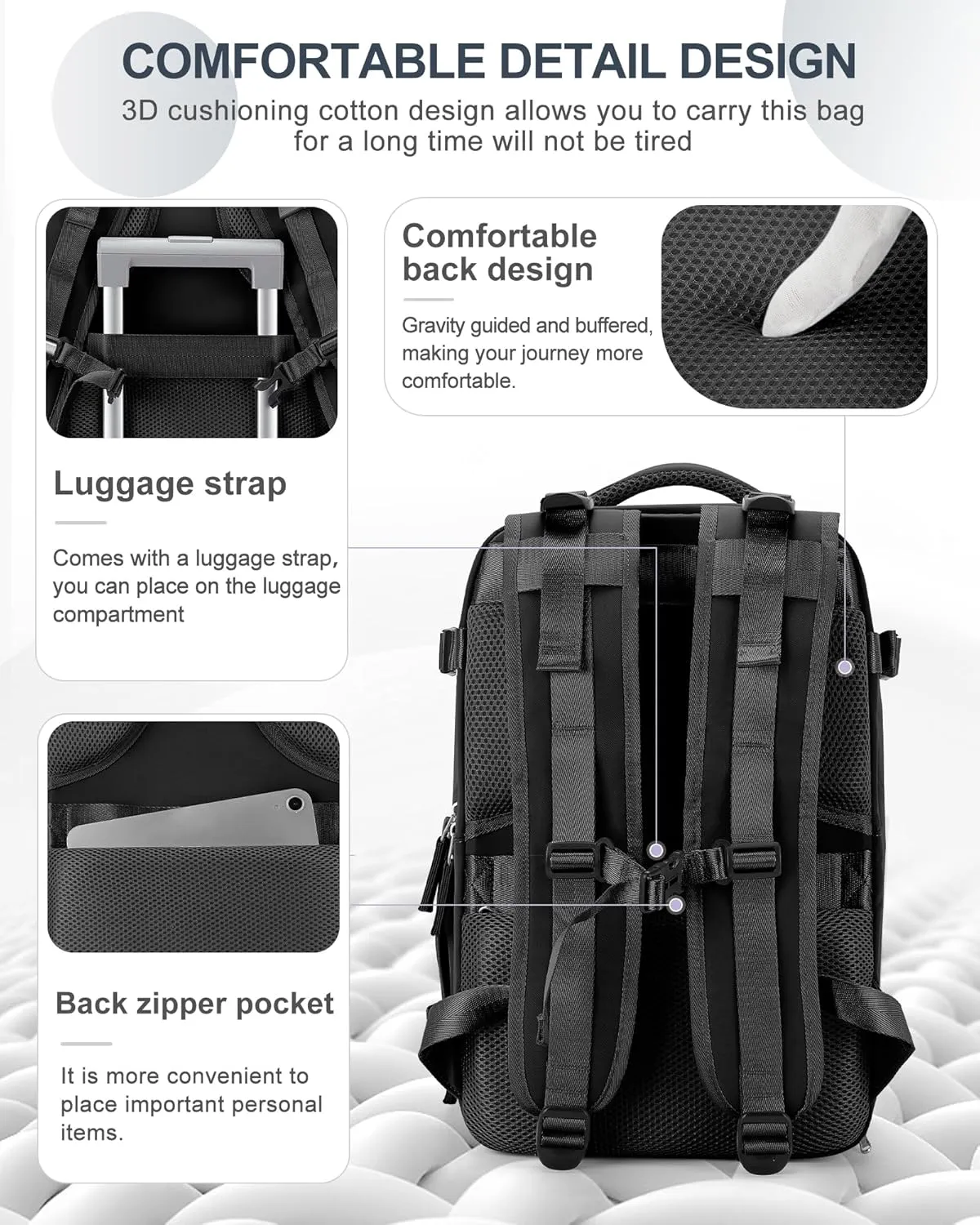 coowoz Travel Backpack Carry On for Women Man Black Gym Backpack with Laptop Compartment Mochila de Viaje Teacher Personal Item Backpack Rucksack Airplane Accessories Must Haves Small