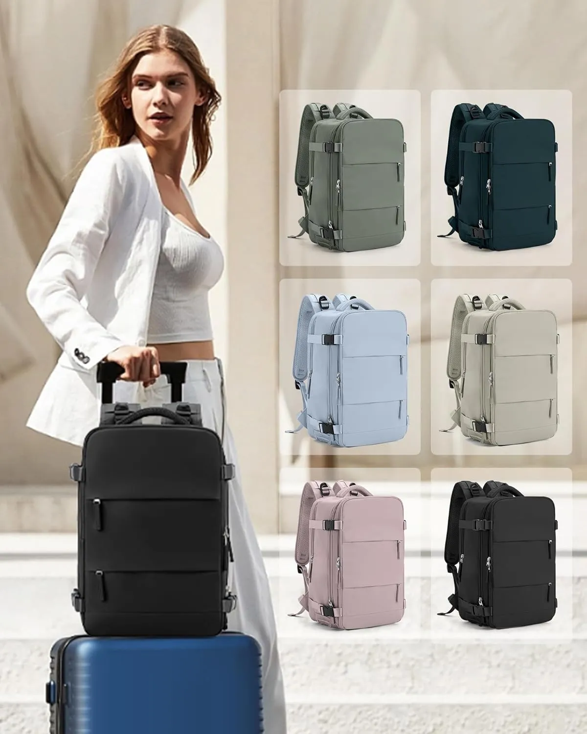 coowoz Travel Backpack Carry On for Women Man Black Gym Backpack with Laptop Compartment Mochila de Viaje Teacher Personal Item Backpack Rucksack Airplane Accessories Must Haves Small