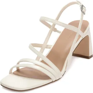 CosyFever Womens Strappy Heeled Sandals 3 Inches Chunky Block Heel Square Toe Buckle Dressy Shoes for Party Work Casual