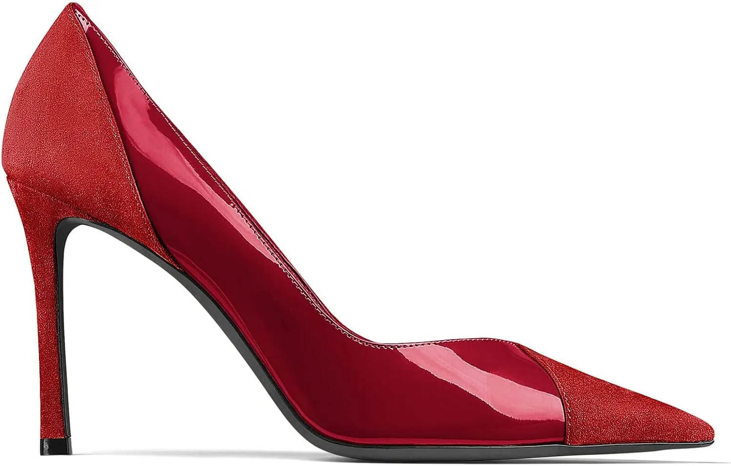 Coutgo Womens Pointed Toe High Heels Pumps Patent Suede Stiletto Heel Slip on Office Party Wedding Dress Shoes