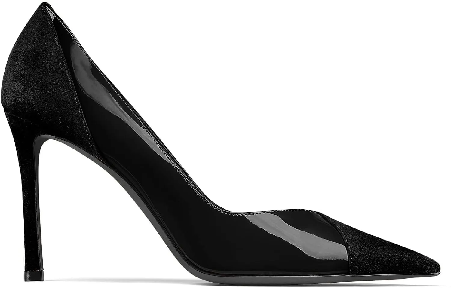Coutgo Womens Pointed Toe High Heels Pumps Patent Suede Stiletto Heel Slip on Office Party Wedding Dress Shoes
