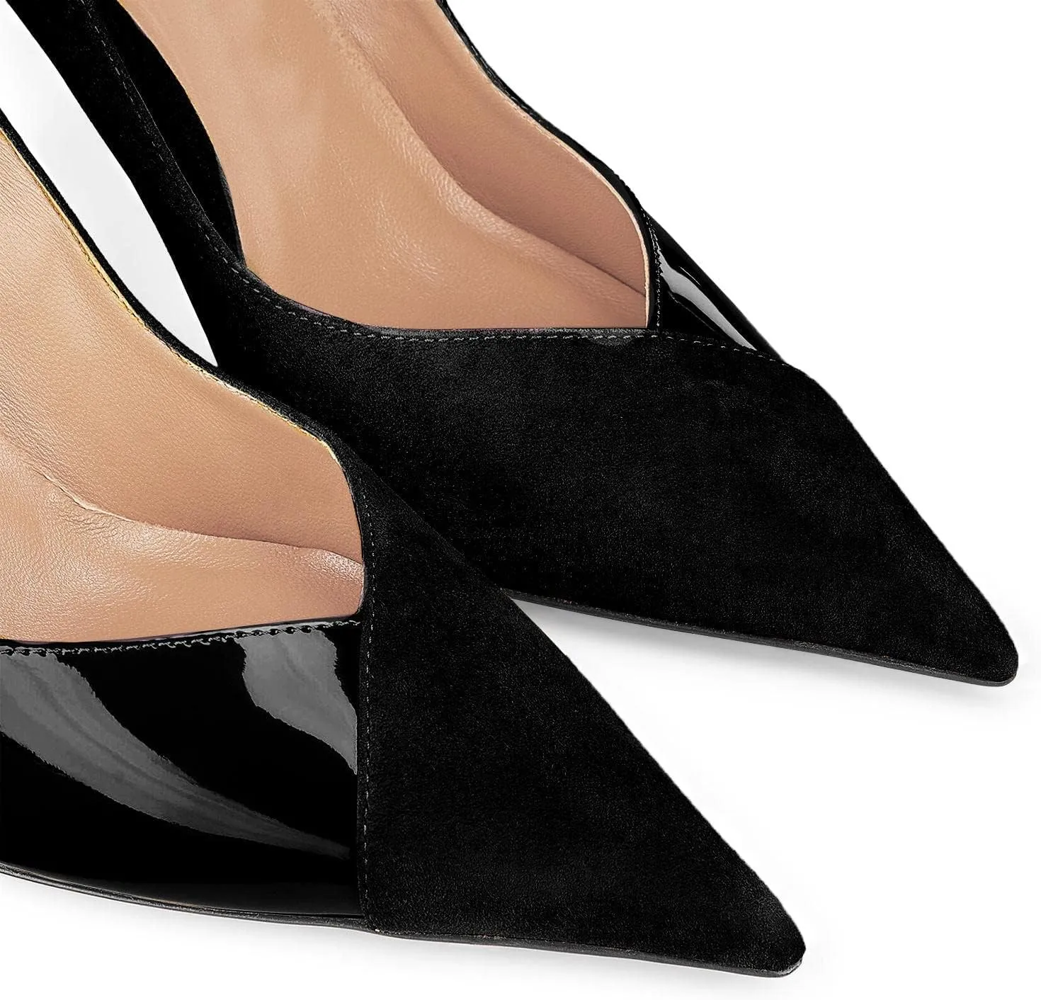Coutgo Womens Pointed Toe High Heels Pumps Patent Suede Stiletto Heel Slip on Office Party Wedding Dress Shoes