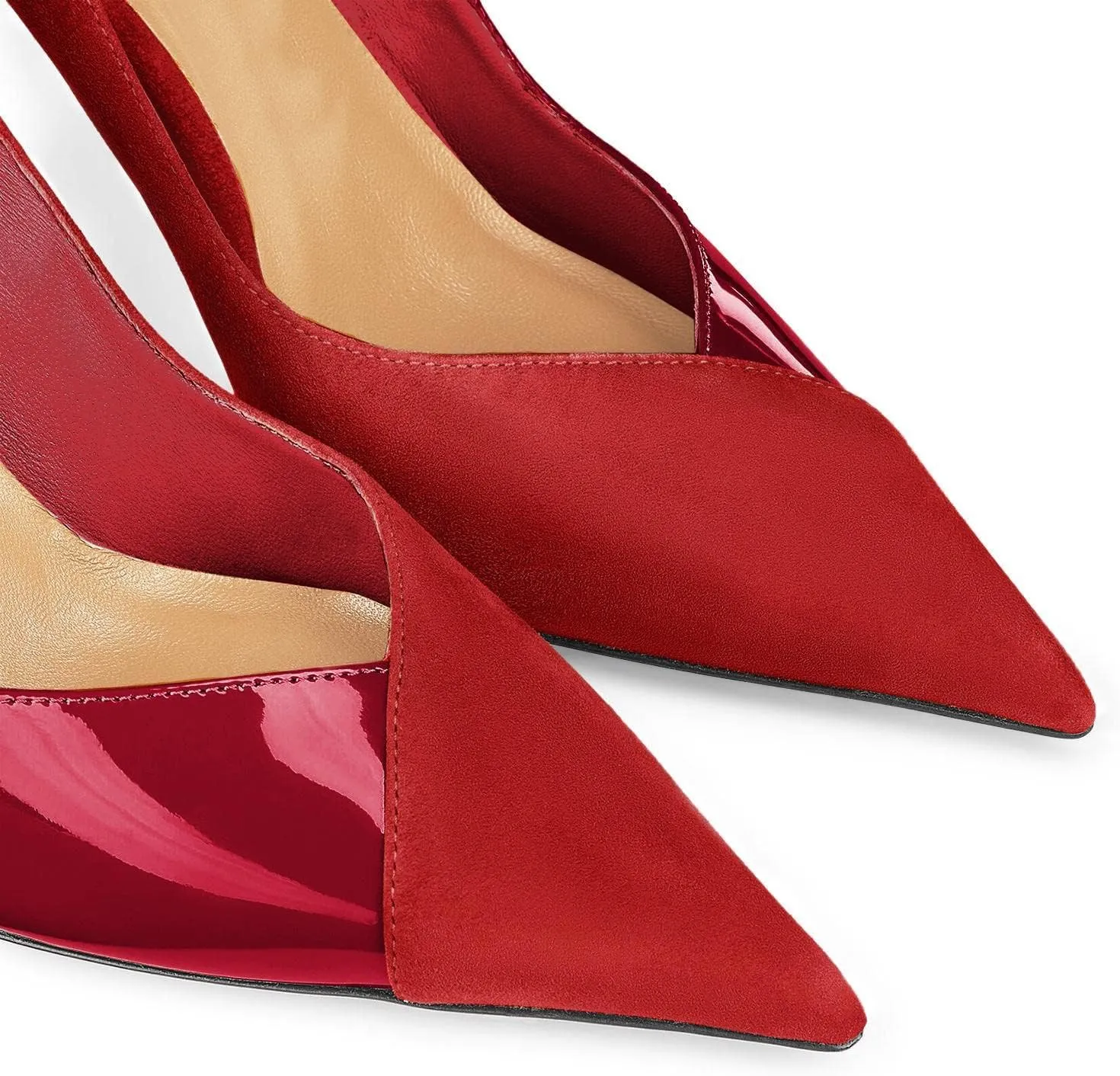 Coutgo Womens Pointed Toe High Heels Pumps Patent Suede Stiletto Heel Slip on Office Party Wedding Dress Shoes