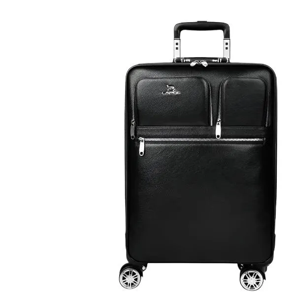 Cow Leather Trolley Suitcase – 16" & 20" Cabin Rolling Luggage
