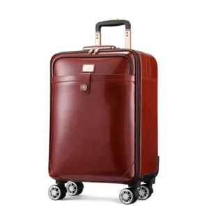 Cow Leather Trolley Suitcase – 16" & 20" Cabin Rolling Luggage