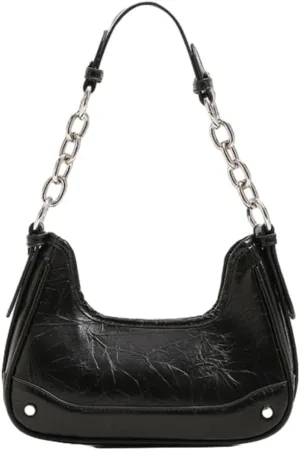 Crescent Shoulder Bags for Women Y2k Hobo Under Arm Purse Fashion Rivet Chain Evening Party Handbags