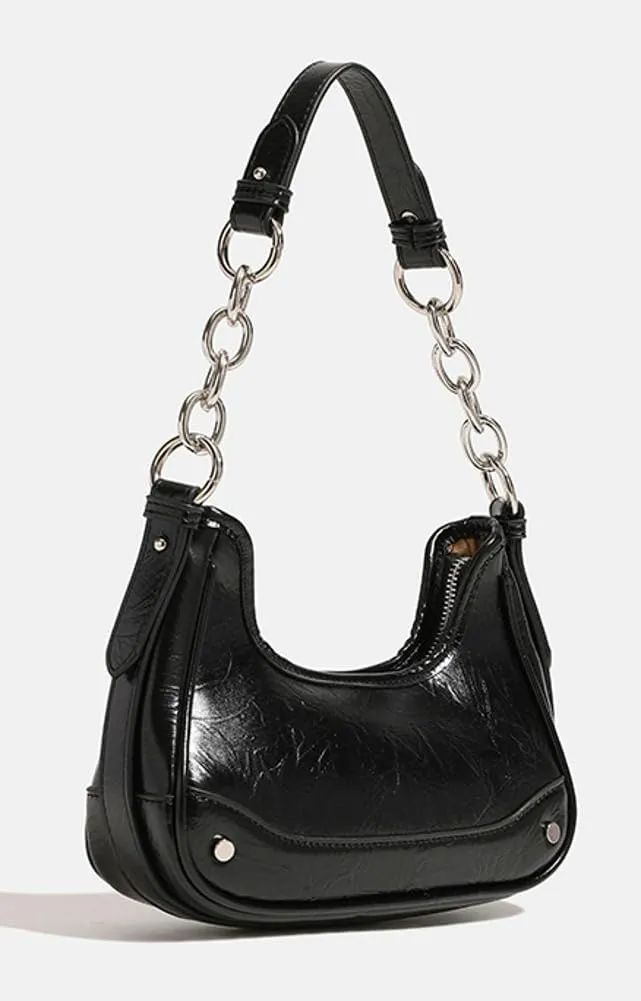 Crescent Shoulder Bags for Women Y2k Hobo Under Arm Purse Fashion Rivet Chain Evening Party Handbags