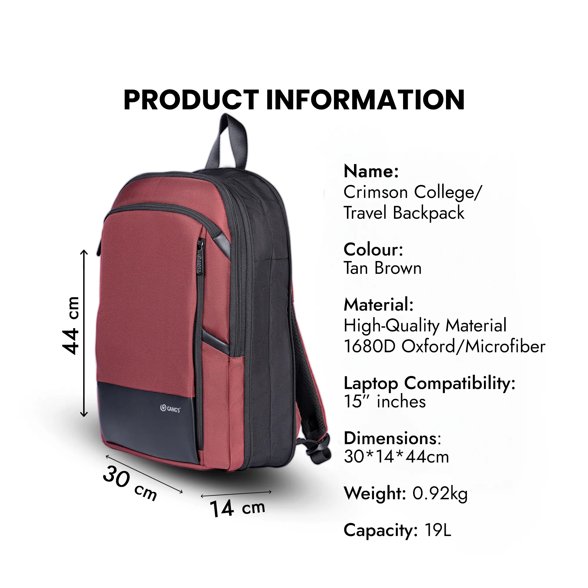 Crimson College/Travel Backpack - 19L