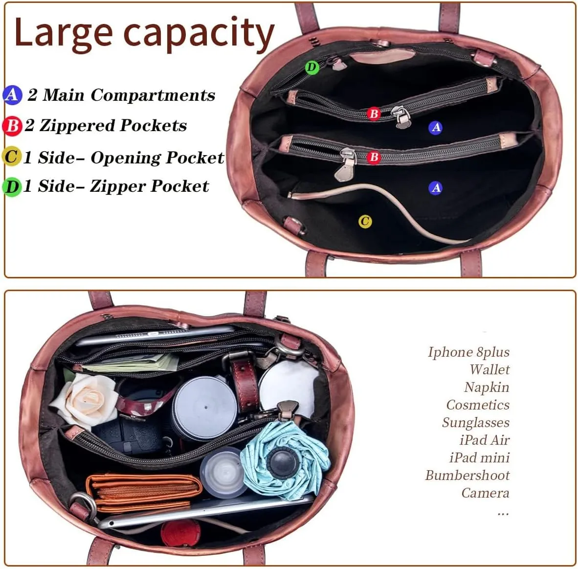 Crossbody Bags for Women Handmade Shoulder Bag Leather Purse Vintage Satchels Handbag