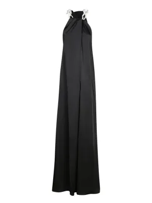 Crystal-Embellished Black Dress With Flowing Silhouette