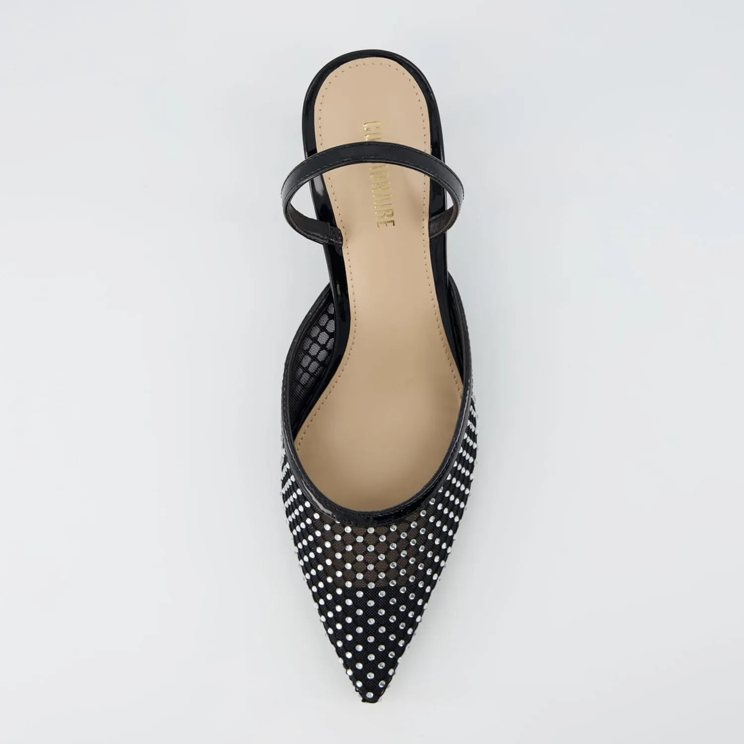 CUSHIONAIRE Women's Affair Rhinestone Mesh Kitten Heel Slingback Pumps  Memory Foam, Wide Widths Available