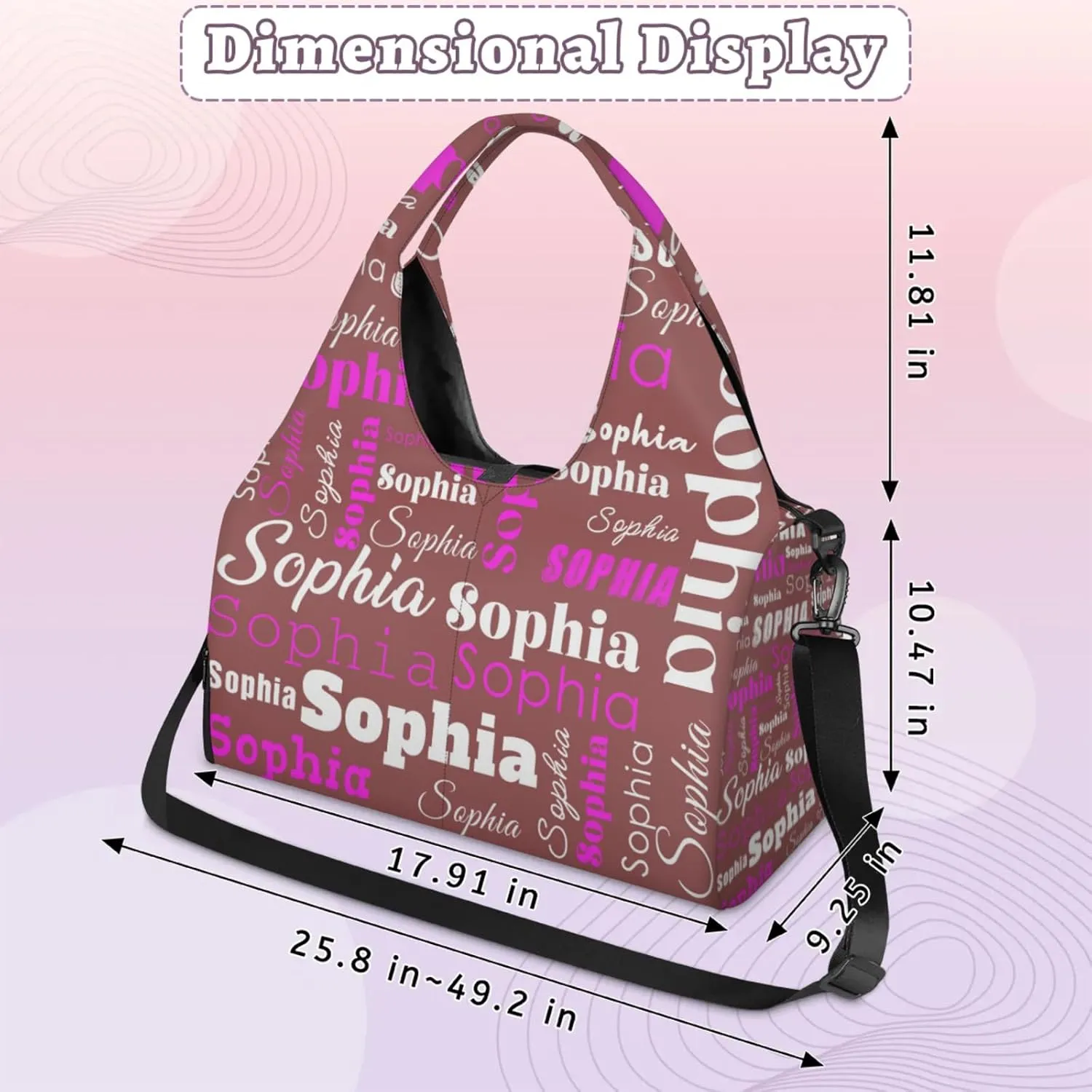 Custom Name Women Sports Gym Travel Bag with Shoes Compartment Personalized Yoga Mat Tote Bag for Pilates