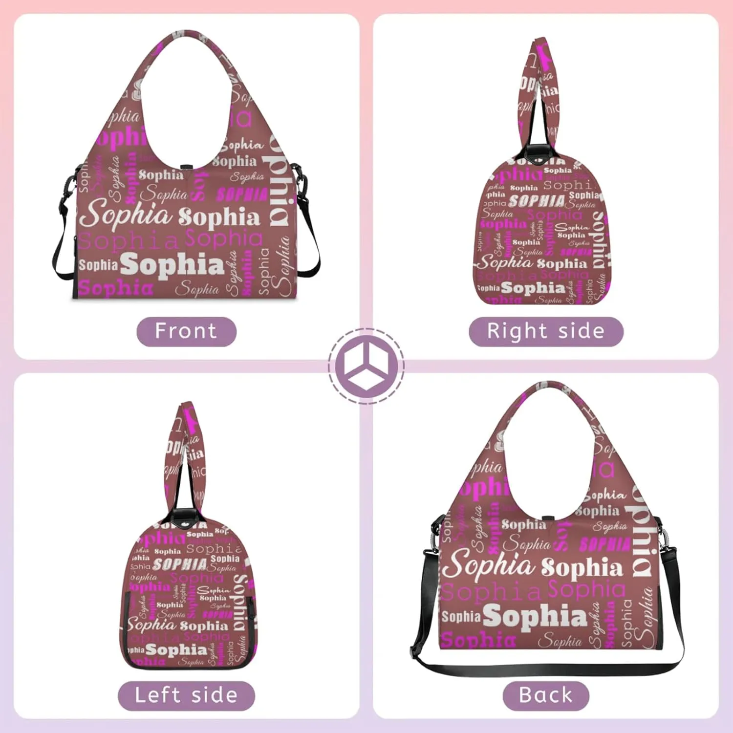Custom Name Women Sports Gym Travel Bag with Shoes Compartment Personalized Yoga Mat Tote Bag for Pilates