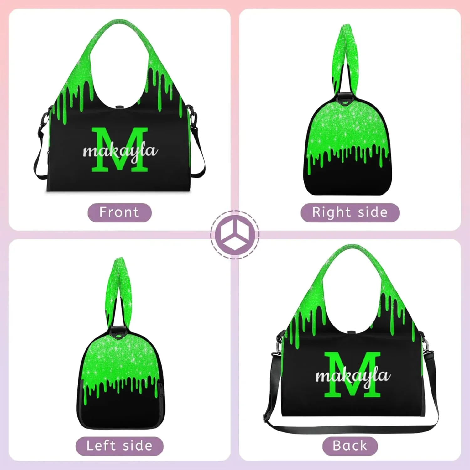 Custom Name Yoga Mat Bag for Women Personalized Sports Gym Duffle Shoulder Bags for Travel Pilates