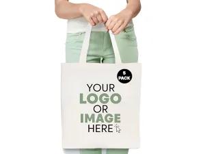 Custom Printed Large Canvas Tote Bags – Bulk 5 Pack – Personalized 12 oz Cotton Bags with Your Logo or Design – Reusable Shopping & Gift Bags for Business, Events & Promotions