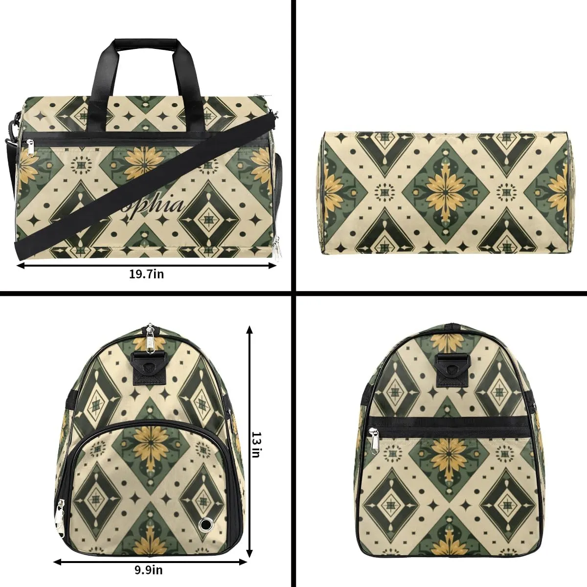 Custom Travel Bag for Women Gym Bag for Adults Personalized Duffel Bag for Men Large luggage Bags for Women Travel Tote Bag Gym Bag Dark Green Sports Duffel Bag