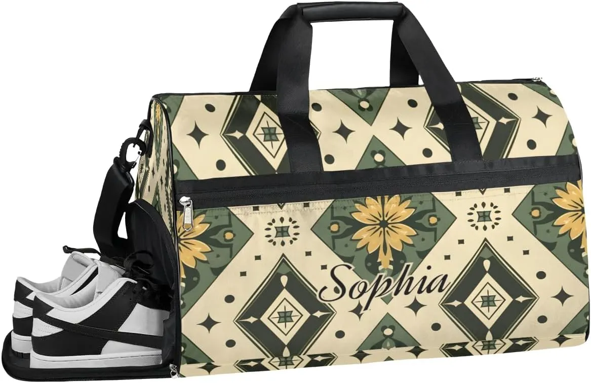 Custom Travel Bag for Women Gym Bag for Adults Personalized Duffel Bag for Men Large luggage Bags for Women Travel Tote Bag Gym Bag Dark Green Sports Duffel Bag