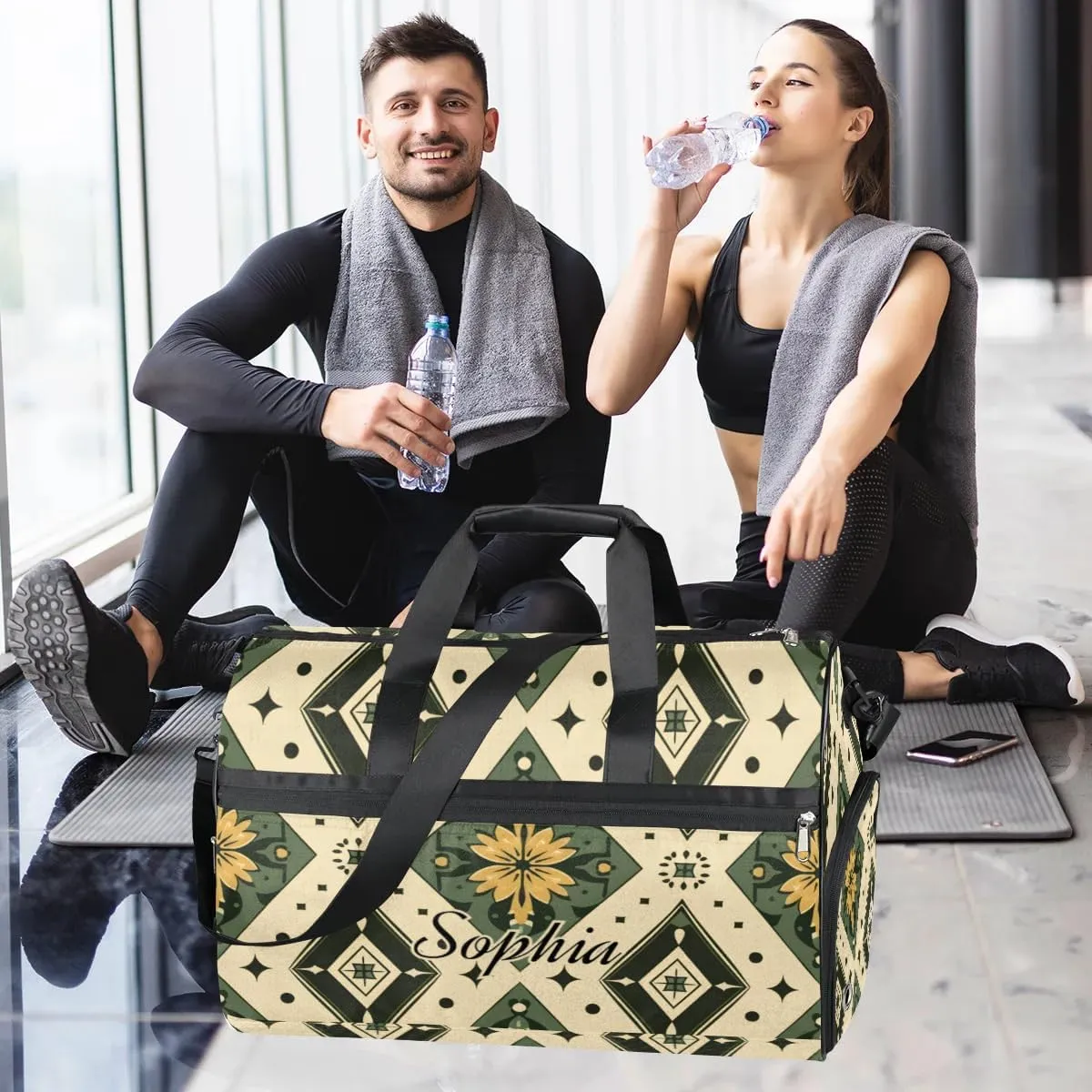 Custom Travel Bag for Women Gym Bag for Adults Personalized Duffel Bag for Men Large luggage Bags for Women Travel Tote Bag Gym Bag Dark Green Sports Duffel Bag
