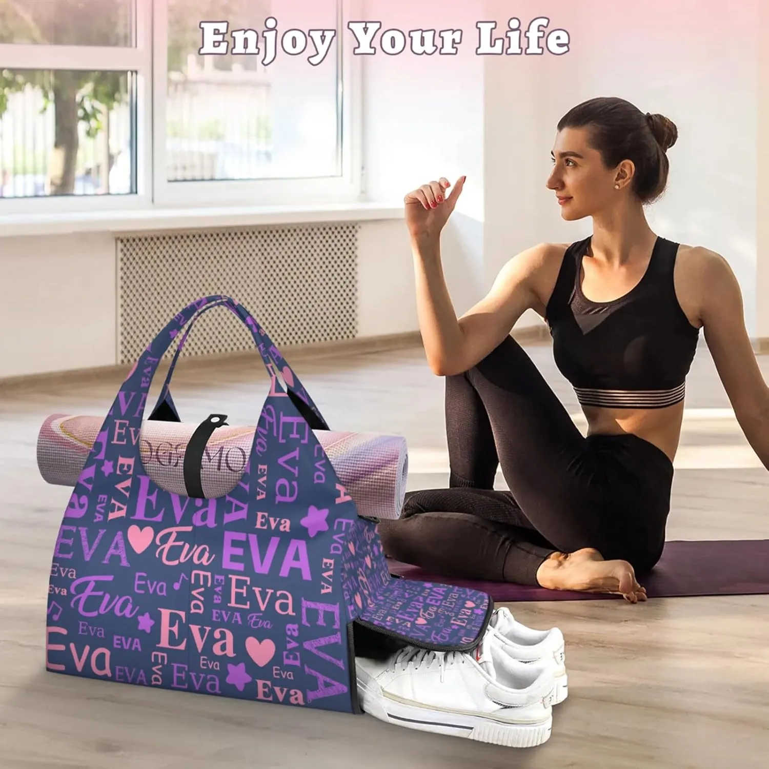 Custom Women Dance Ballet Duffle Bag Personalized Name Yoga Mat Sport Gym Bags