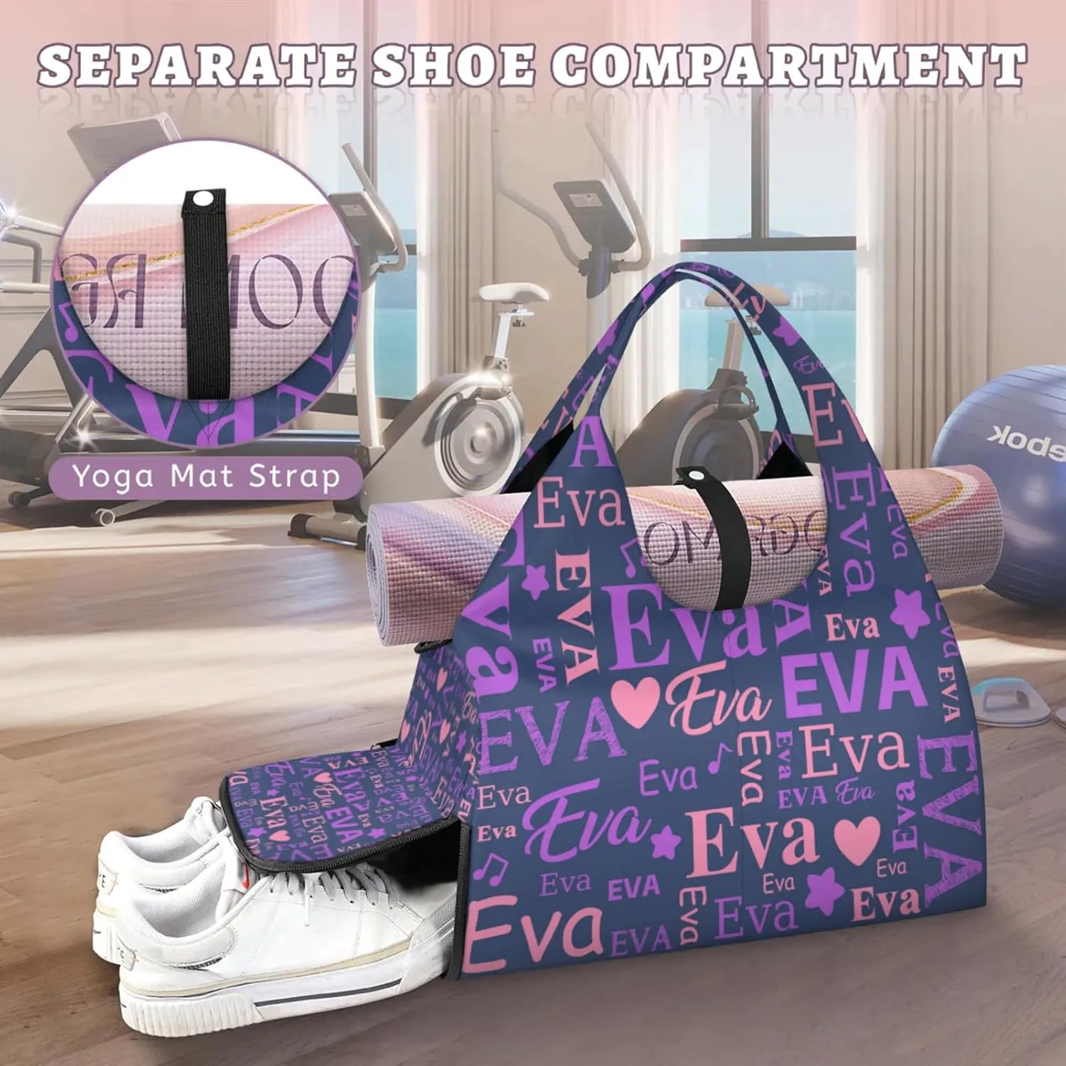 Custom Women Dance Ballet Duffle Bag Personalized Name Yoga Mat Sport Gym Bags