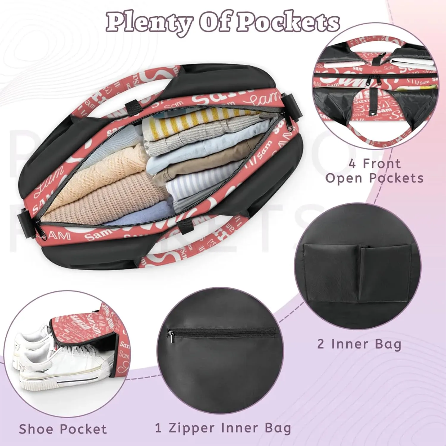 Custom Yoga Mat Bag for Women Personalized Name Dance Duffle Weekender Overnight Bag