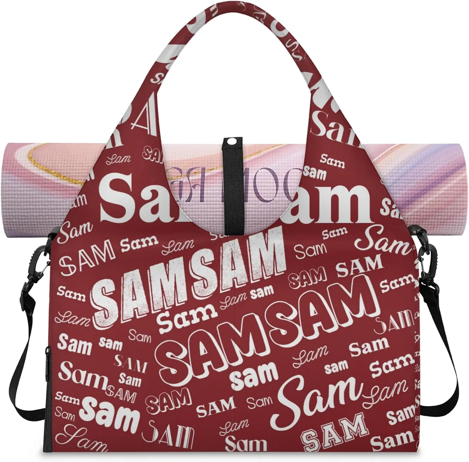 Custom Yoga Mat Bag for Women Personalized Name Dance Duffle Weekender Overnight Bag