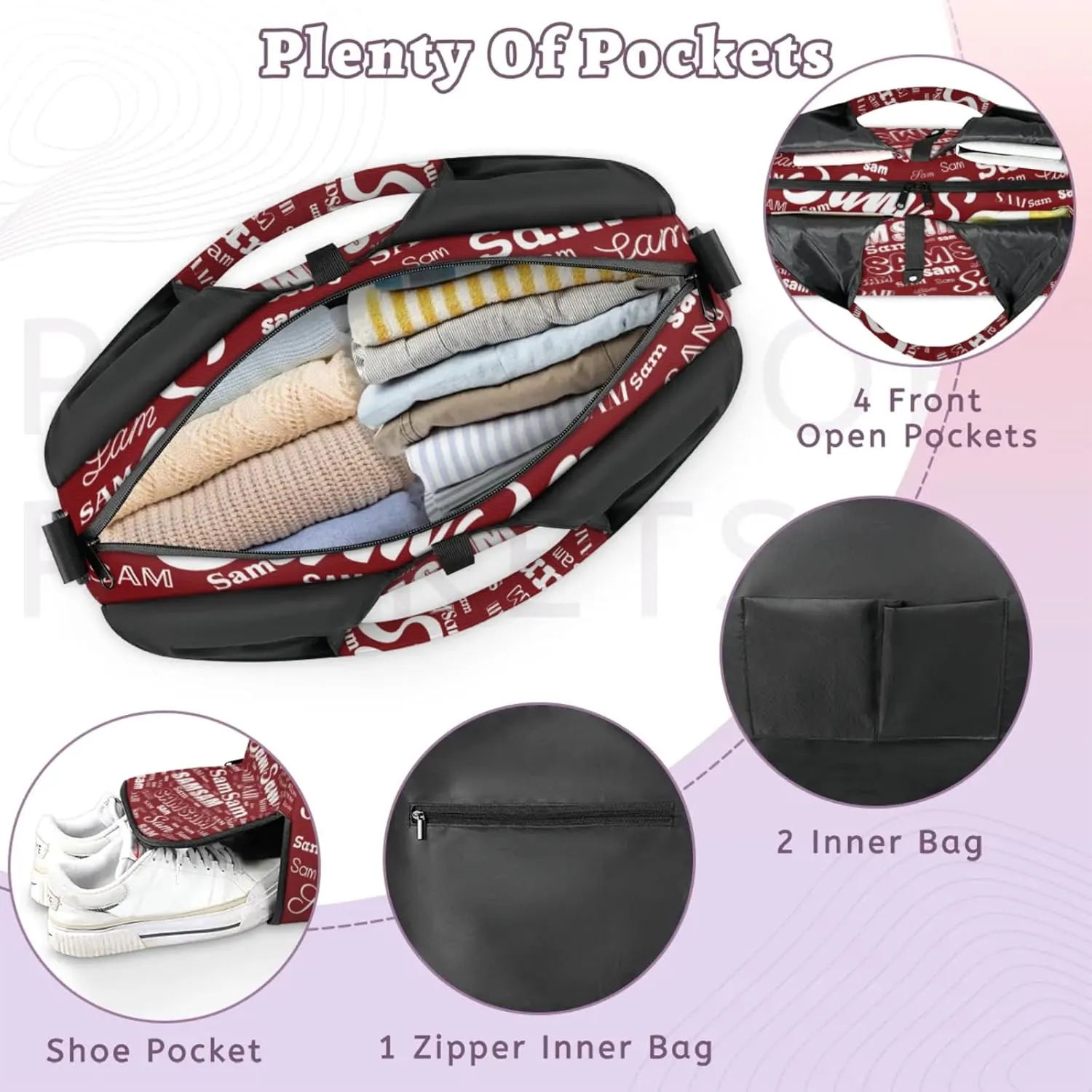 Custom Yoga Mat Bag for Women Personalized Name Dance Duffle Weekender Overnight Bag