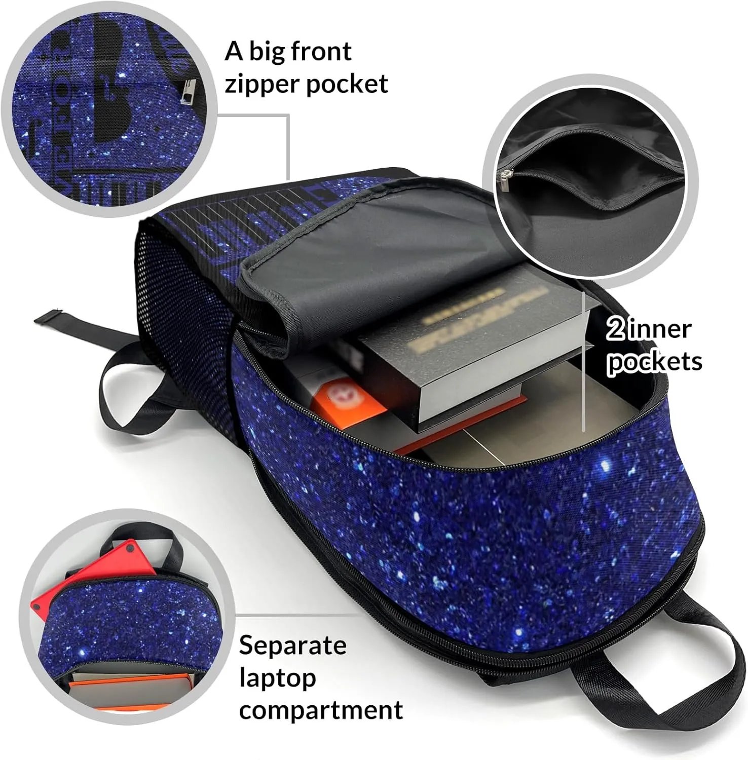 Customized Music Piano Backpack Personalized Name Schoolbag Multipurpose Daypack Sport Casual Travel Bags for Teen Adult Navy Bling Print