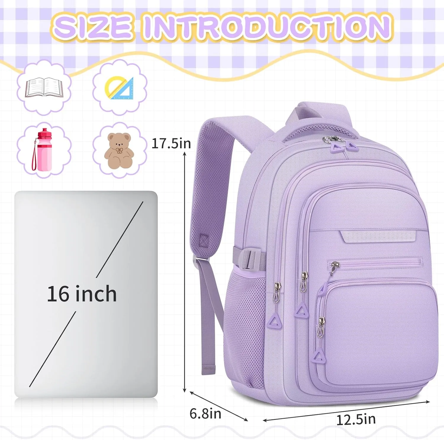 Cute Backpack for School Girls Aesthetic Backpack Women College Bookbag Large Students Laptop Bag Travel Casual Daypack