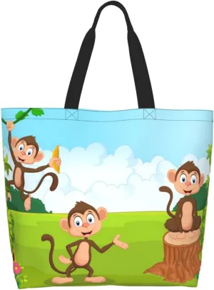 Cute Monkey Grocery Bag Monkey Shoulder Bag Handbag Shopping Cute Grocery Bags Tote Bag Animal Bag