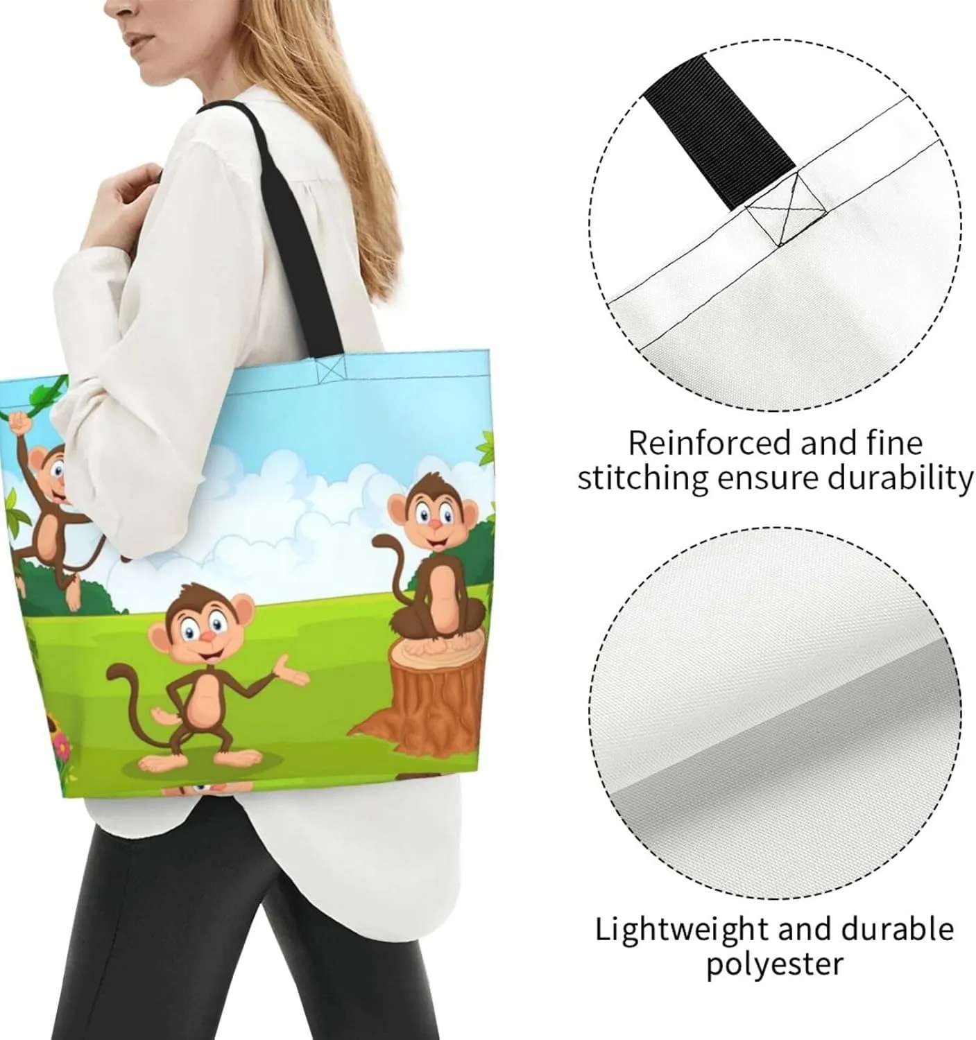 Cute Monkey Grocery Bag Monkey Shoulder Bag Handbag Shopping Cute Grocery Bags Tote Bag Animal Bag