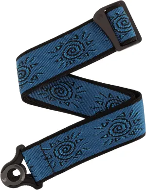 D'Addario Auto Lock Guitar Strap - Acoustic & Electric Guitar Accessories - Easy to Use Auto Locking Guitar Straps - Uses Existing Guitar Strap Buttons - Vintage Sun, Blue