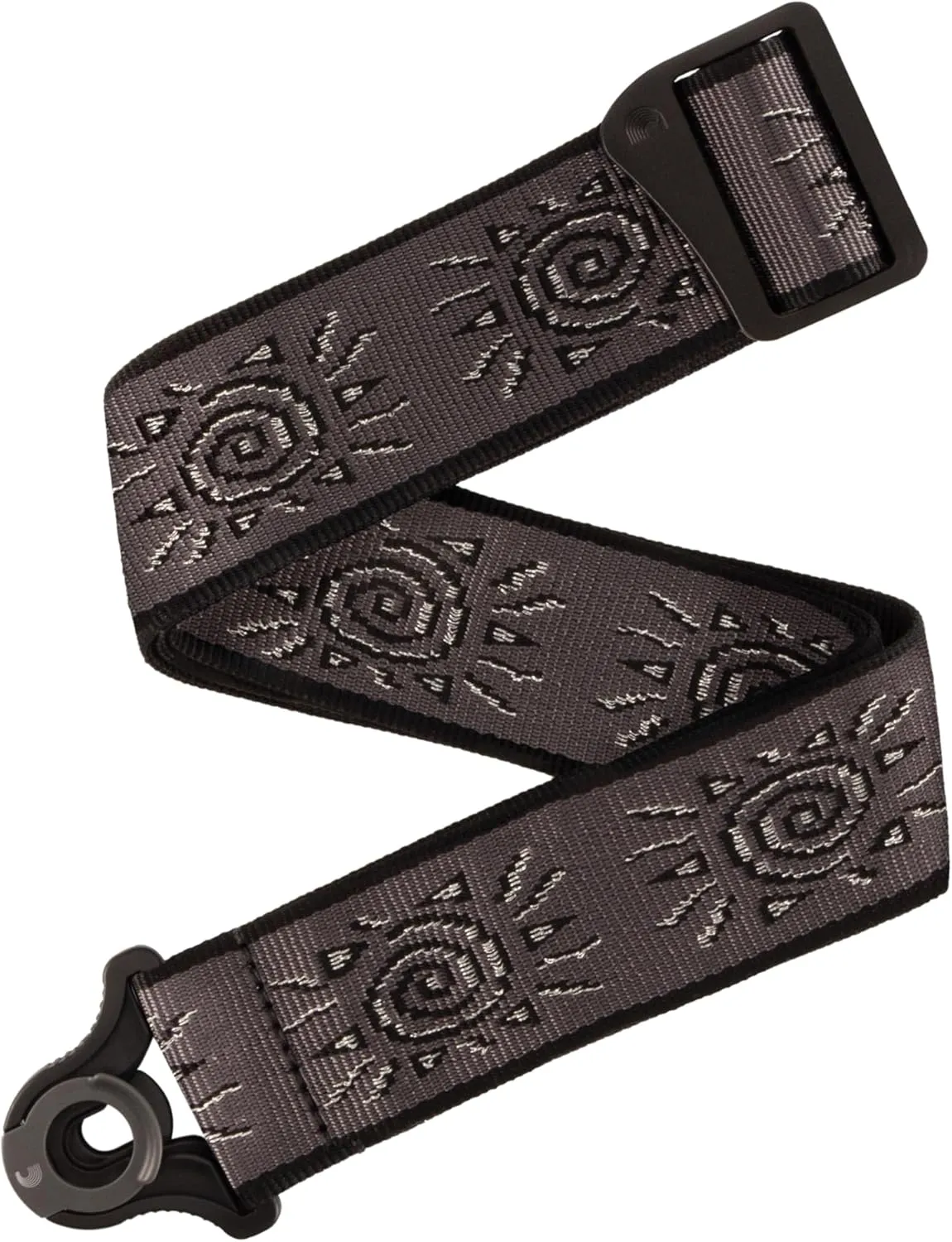 D'Addario Auto Lock Guitar Strap - Acoustic & Electric Guitar Accessories - Easy to Use Auto Locking Guitar Straps - Uses Existing Guitar Strap Buttons - Vintage Sun, Silver